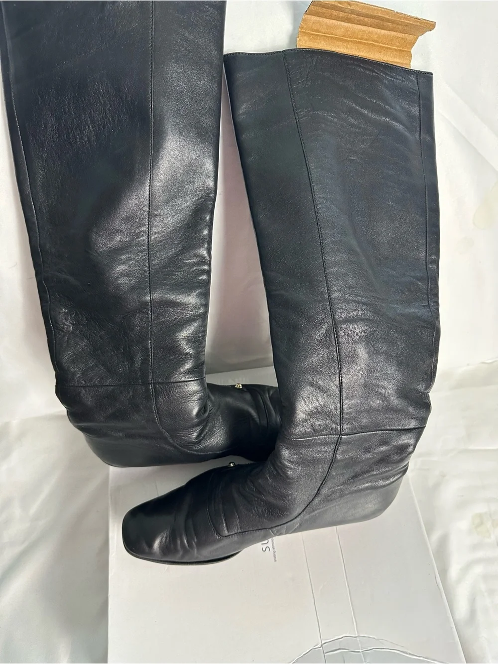 Gucci Tall Black Glove Leather Wedge Boots Gold Lining Size 6.5B